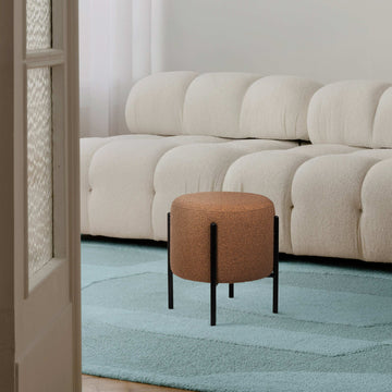 Silvia 18.5" Modern Metal/Bouclé Cushioned Vanity Stool - JONATHAN Y